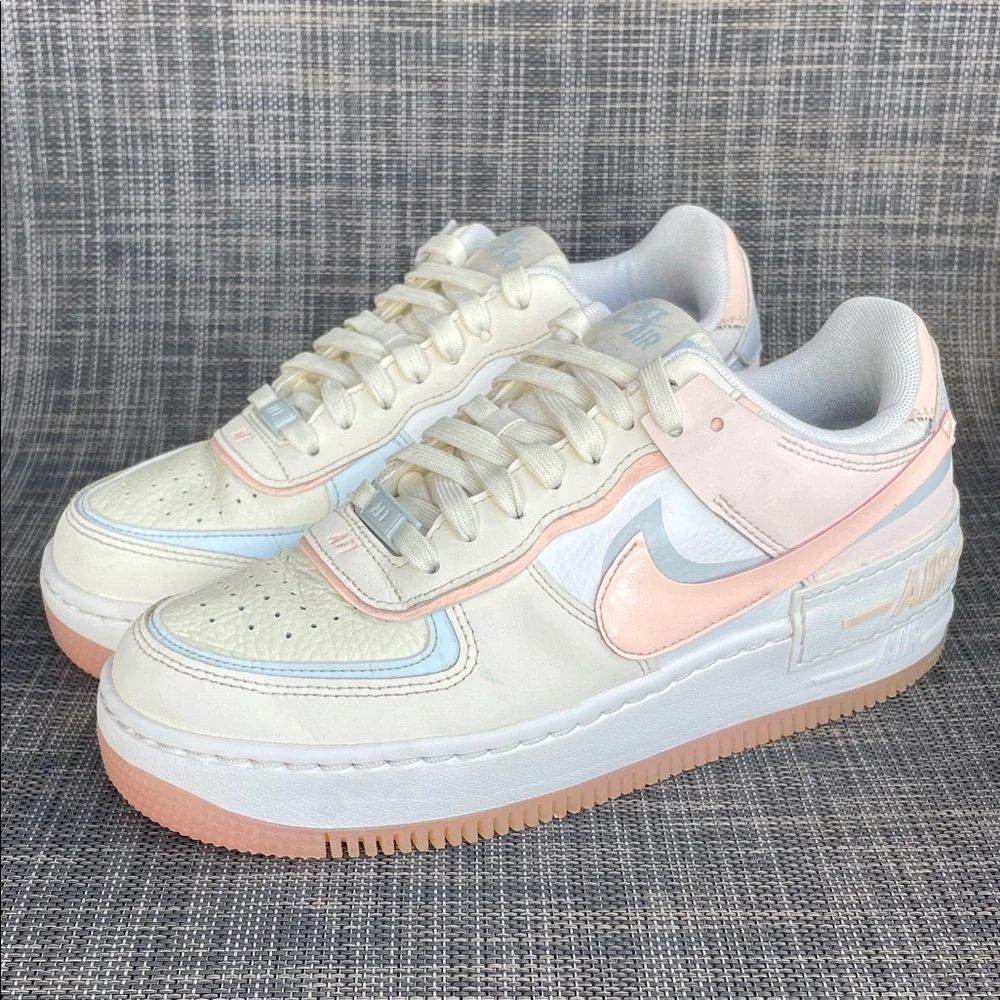 Nike Women's Air Force 1 Shadow 'Coconut Milk Crimson Tint' Lift Sneakers sz 8 - Picture 5 of 12